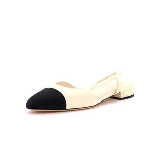 Chanel Women's Cap Toe CC Slingback Flats Leather